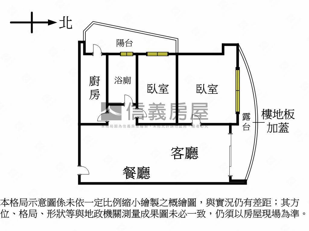 國揚露臺景觀２房附車位房屋室內格局與周邊環境