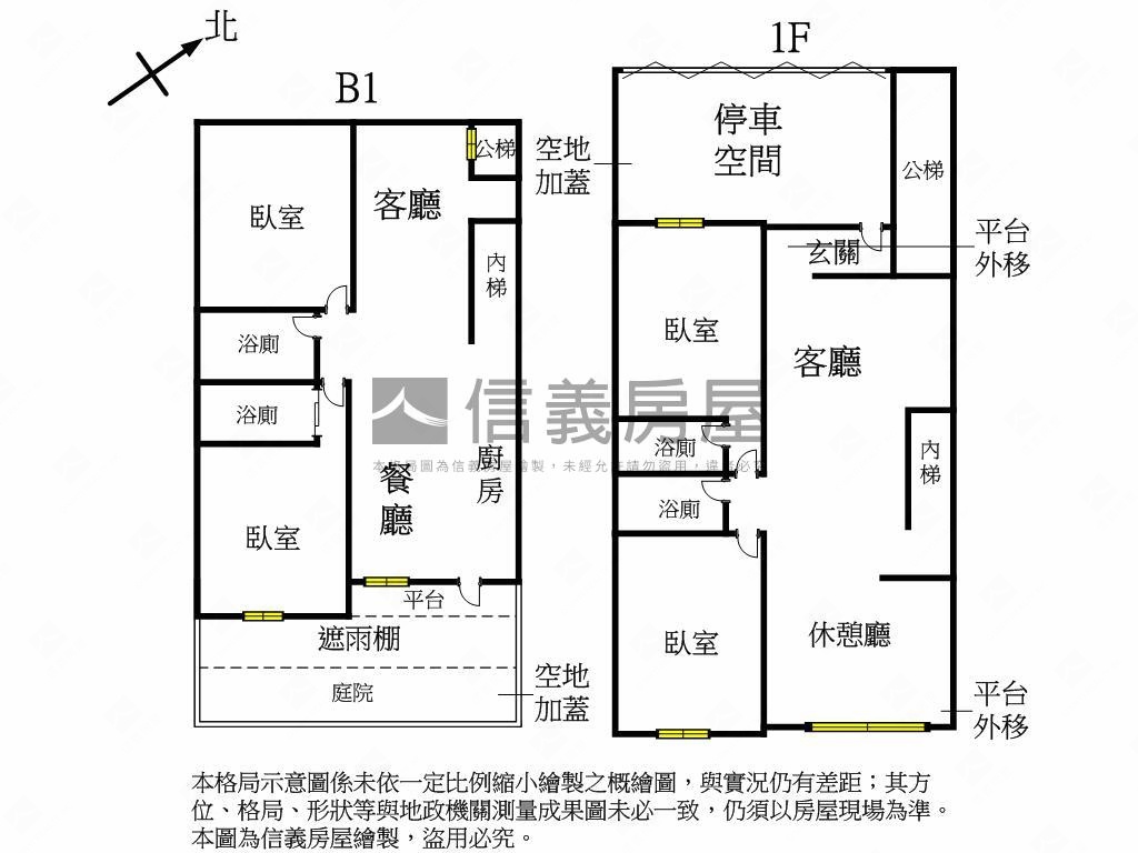 雙層大空間陽光樓有庭院房屋室內格局與周邊環境