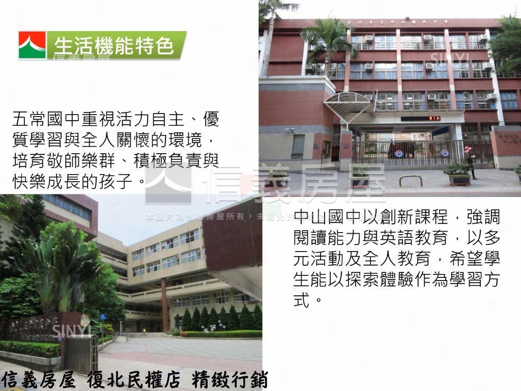 中山國中景觀美妝３房２衛房屋室內格局與周邊環境