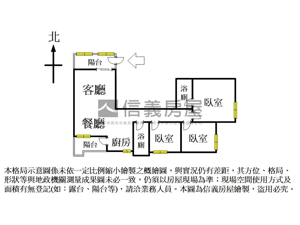 河堤陽台進出美三房房屋室內格局與周邊環境