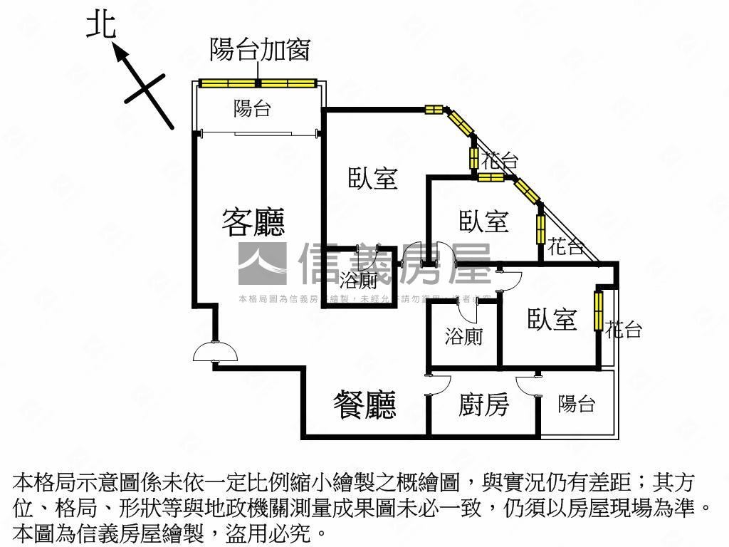 凱撒花園廣場近捷運３房房屋室內格局與周邊環境