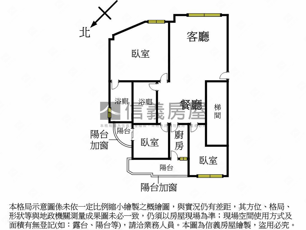 河岸邊間景觀三房房屋室內格局與周邊環境