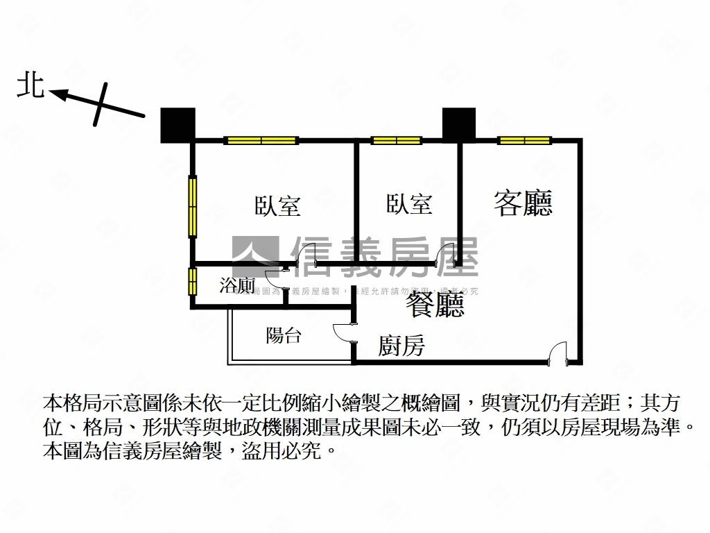 哈佛~邊間衛浴開窗兩房房屋室內格局與周邊環境