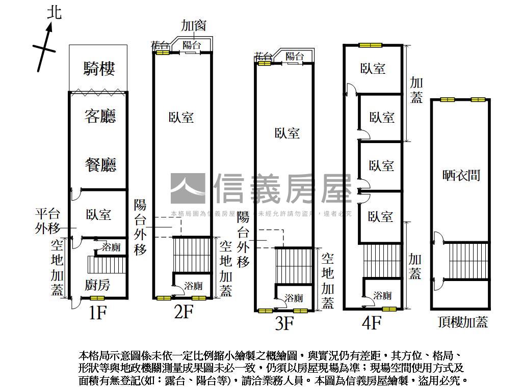 騎樓式４Ｆ店住房屋室內格局與周邊環境
