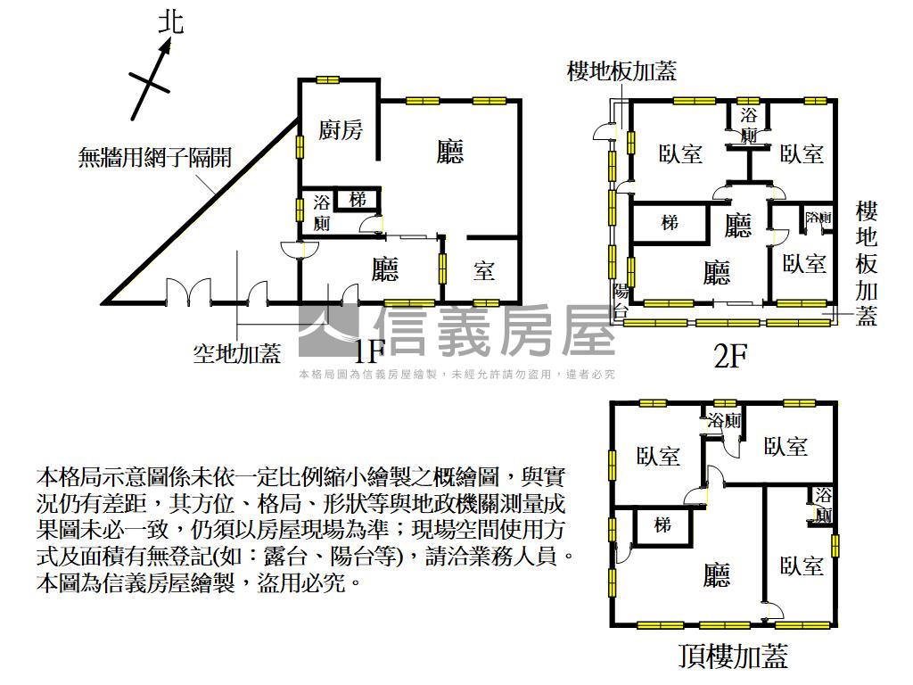 有庭院邊間方正透天房屋室內格局與周邊環境
