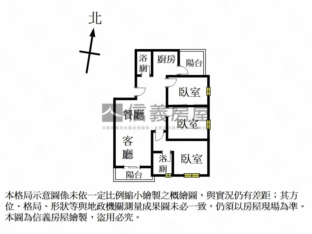 市政御璽外棟採光視野三房房屋室內格局與周邊環境