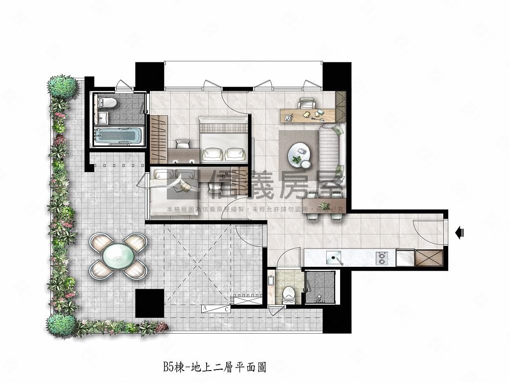 潤鴻日昕Ｂ５露臺房屋室內格局與周邊環境