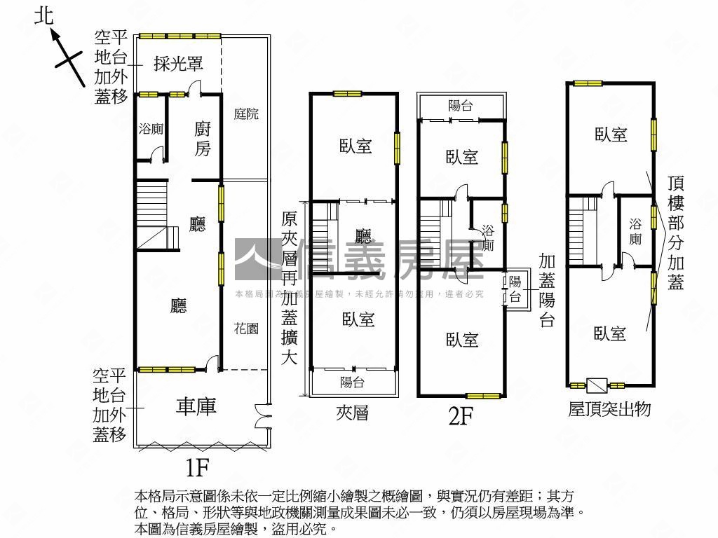 大地坪角間三面採光庭院宅房屋室內格局與周邊環境