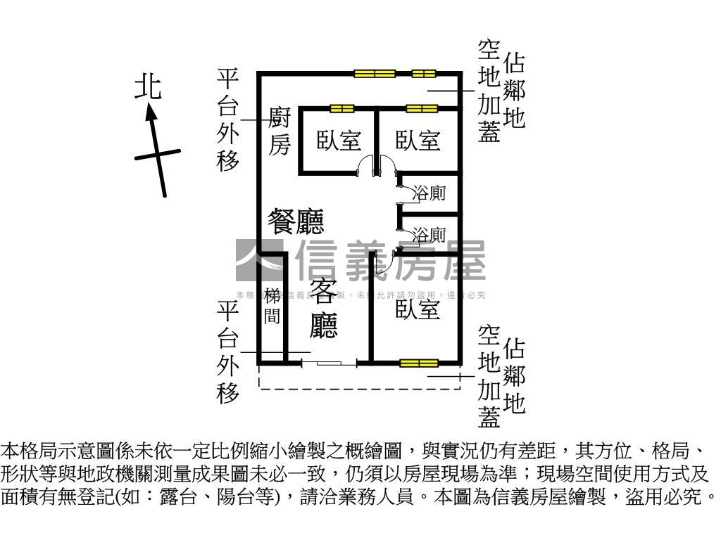 幸福裝潢一樓三房雙衛浴房屋室內格局與周邊環境