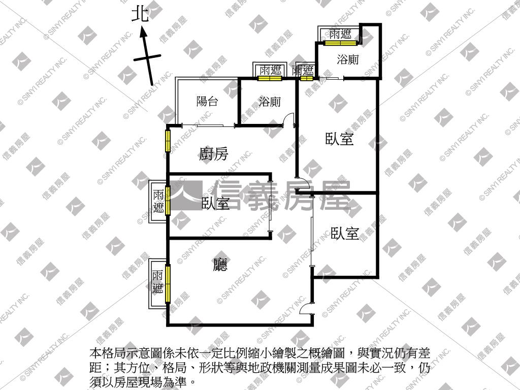 捷市旅雙衛開窗亮三房車位房屋室內格局與周邊環境