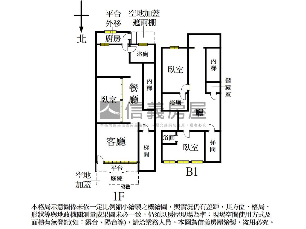 天母門口庭院一樓房屋室內格局與周邊環境