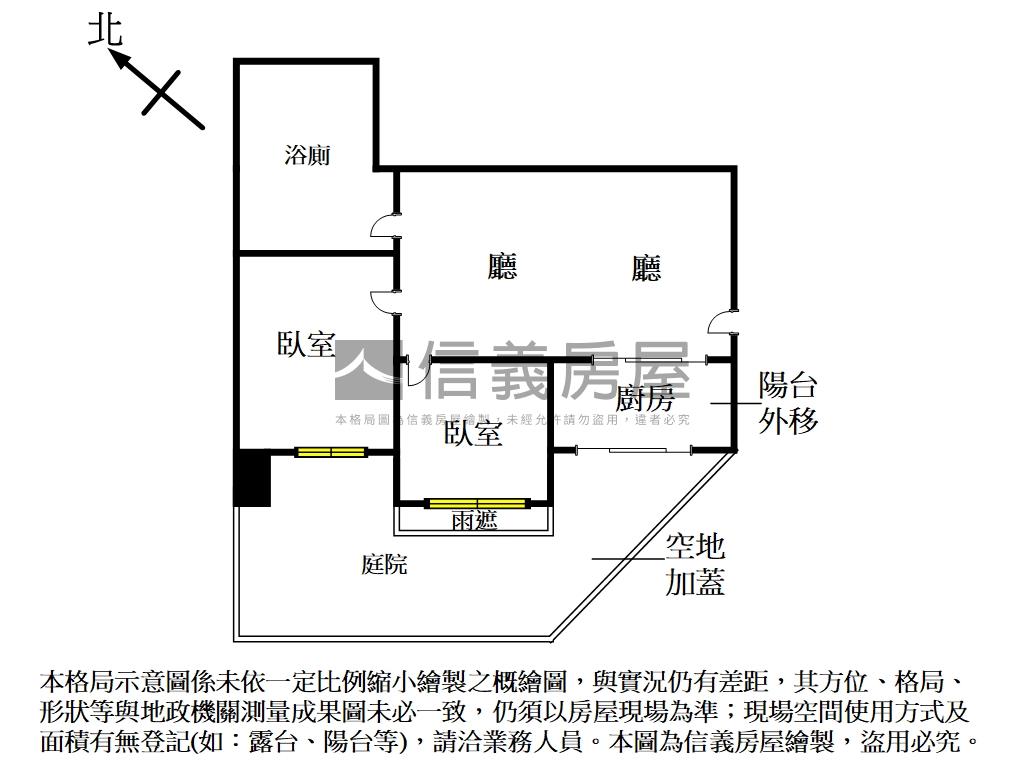 森林系台北灣庭院樹影２房房屋室內格局與周邊環境