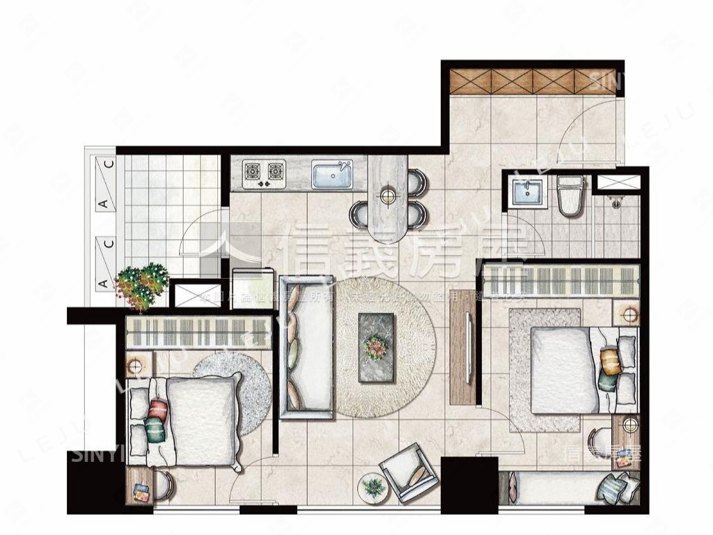 樂揚心閱８樓２房房屋室內格局與周邊環境