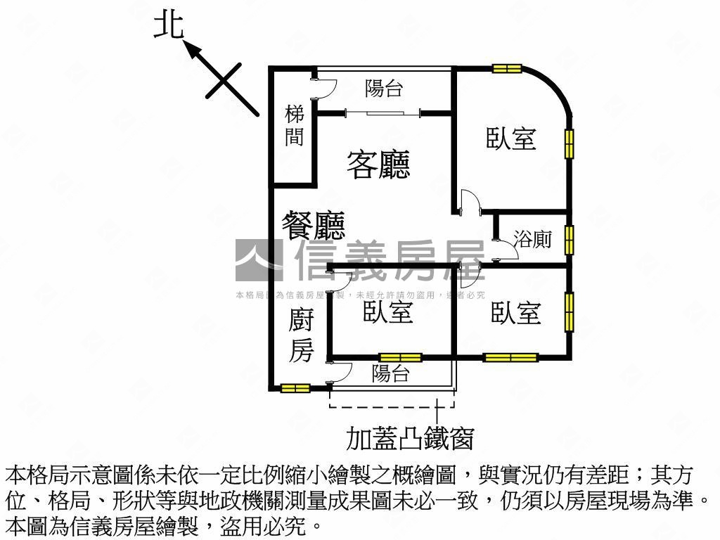 前後陽台．方正公寓３樓房屋室內格局與周邊環境