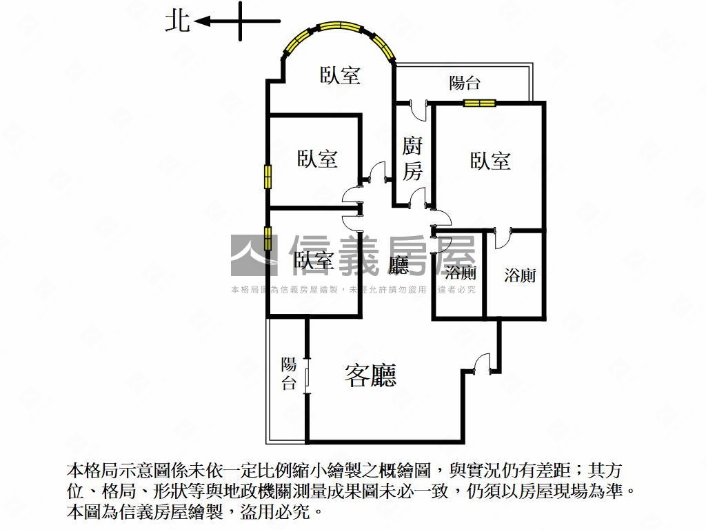 近美術景觀寬敞四房房屋室內格局與周邊環境