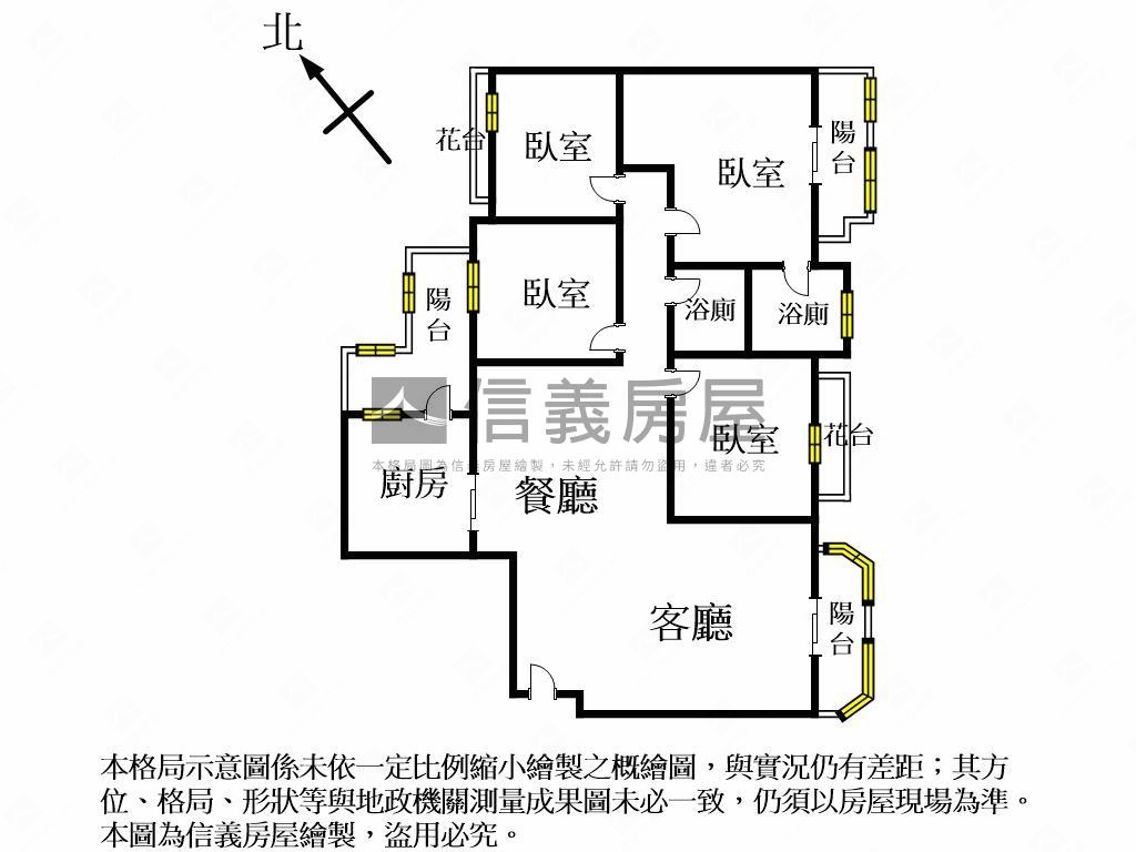 北五期文心經典高樓層四房房屋室內格局與周邊環境