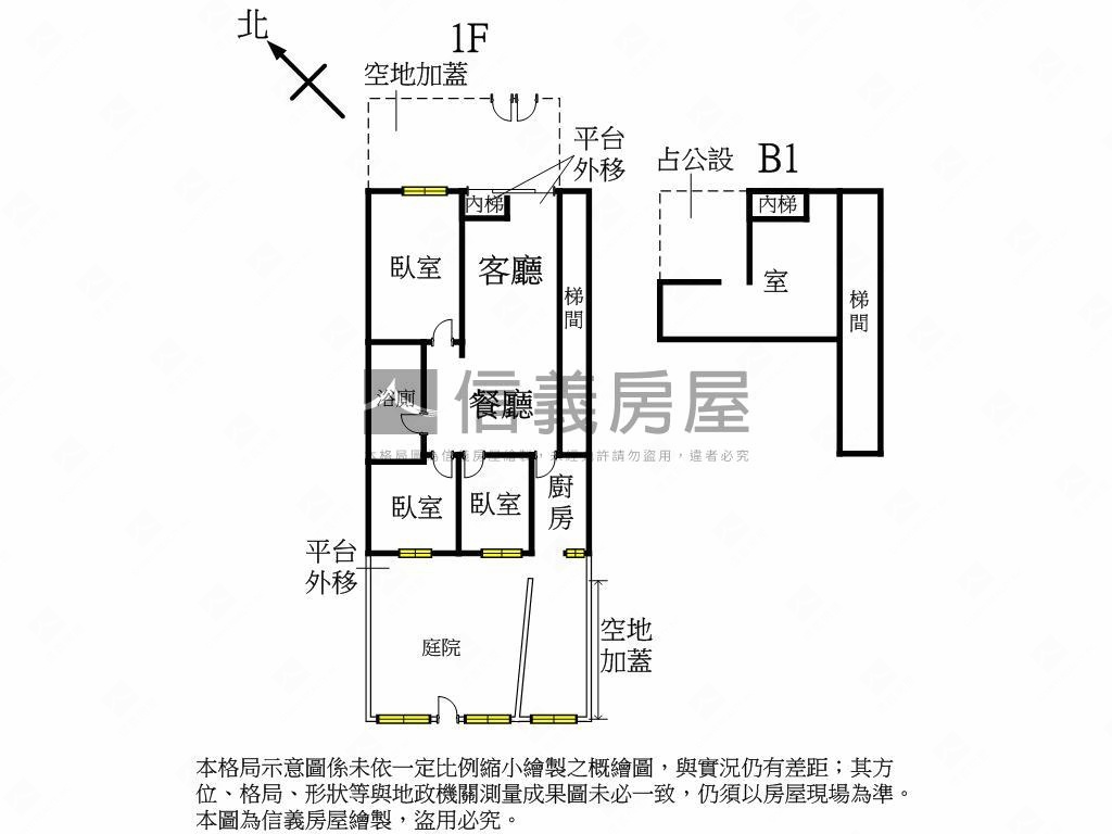 公園旁庭院大一樓房屋室內格局與周邊環境