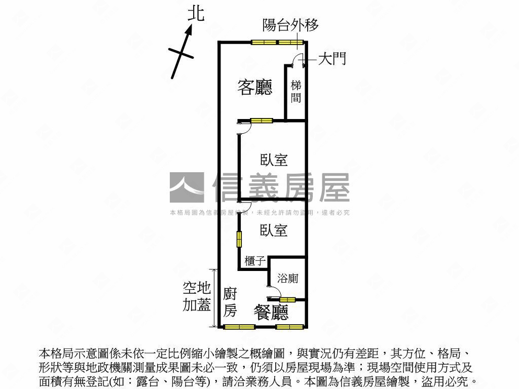 中央北自用收租不爬高二樓房屋室內格局與周邊環境
