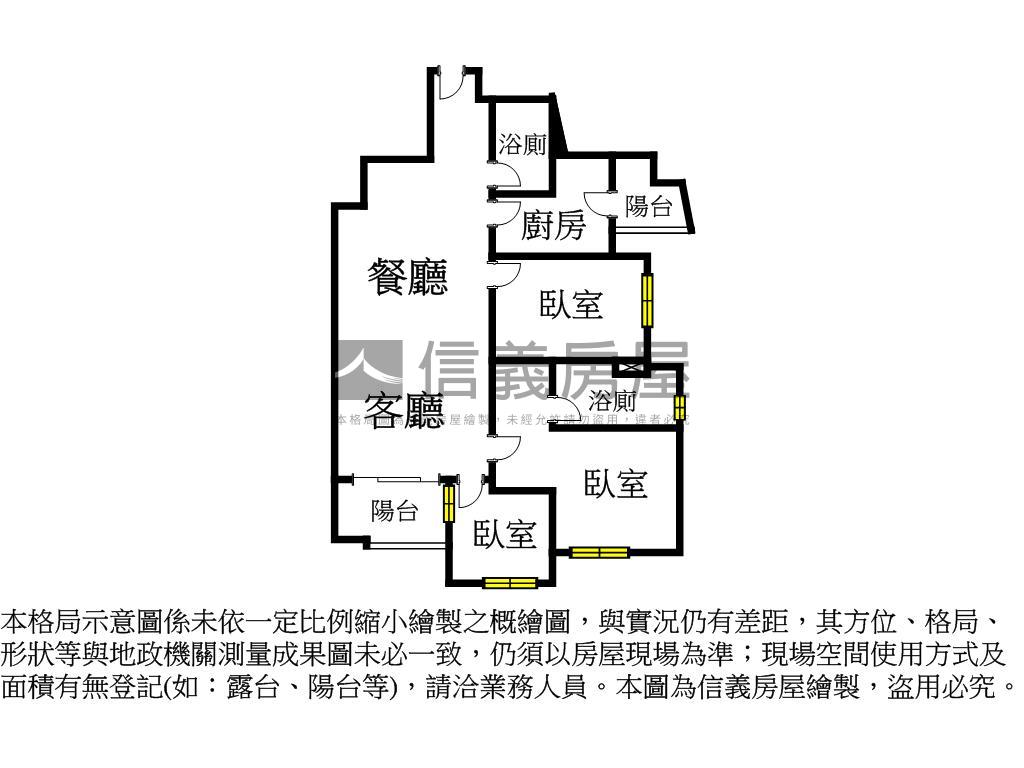 亞昕森中央美三房２２樓房屋室內格局與周邊環境