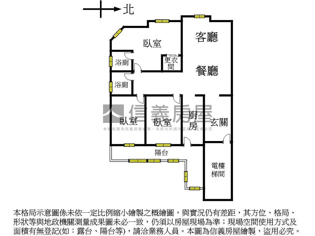 正面河景方正美三房房屋室內格局與周邊環境