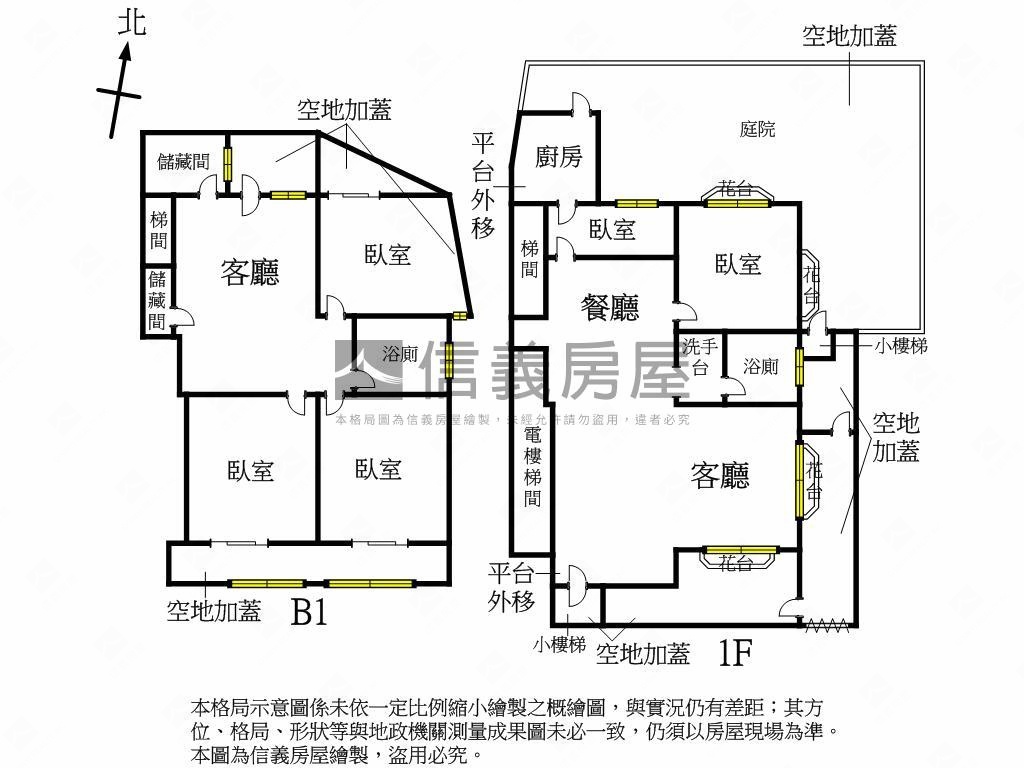 一樓庭院創意大空間房屋室內格局與周邊環境