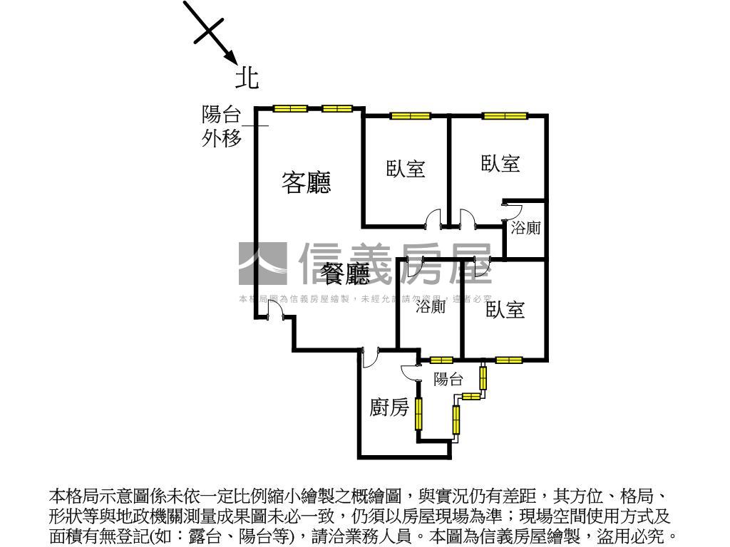 淡江華城大空間方正３房房屋室內格局與周邊環境