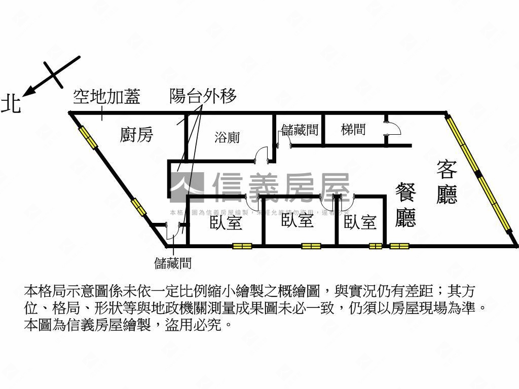 力行市場商圈３房美寓房屋室內格局與周邊環境