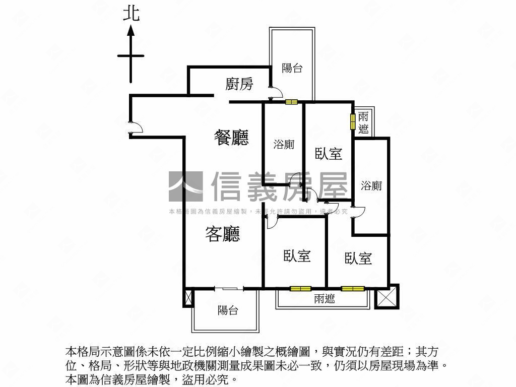 蒙德里安溫馨美妝三房房屋室內格局與周邊環境
