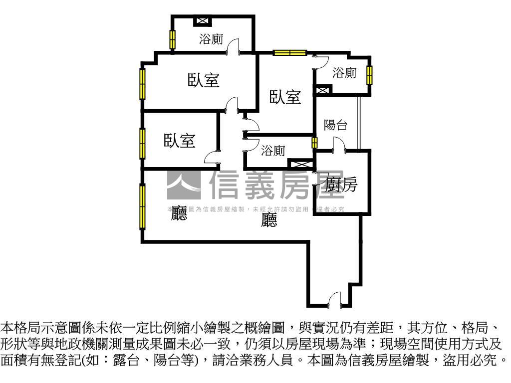 大同莊園３高樓三房雙主臥房屋室內格局與周邊環境