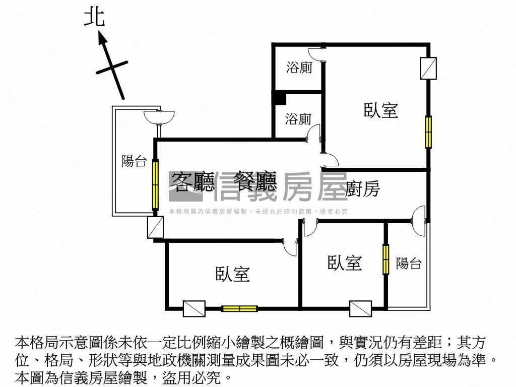 陽台進出格局方正三房車位房屋室內格局與周邊環境