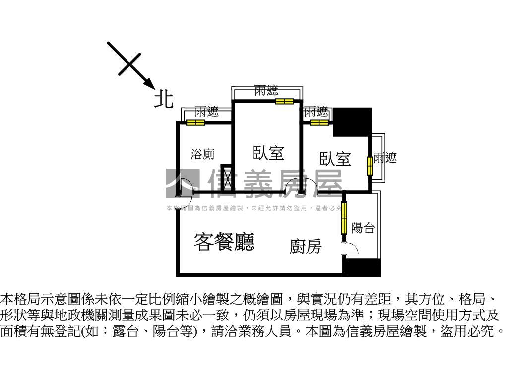信義富境文青兩房附車位房屋室內格局與周邊環境