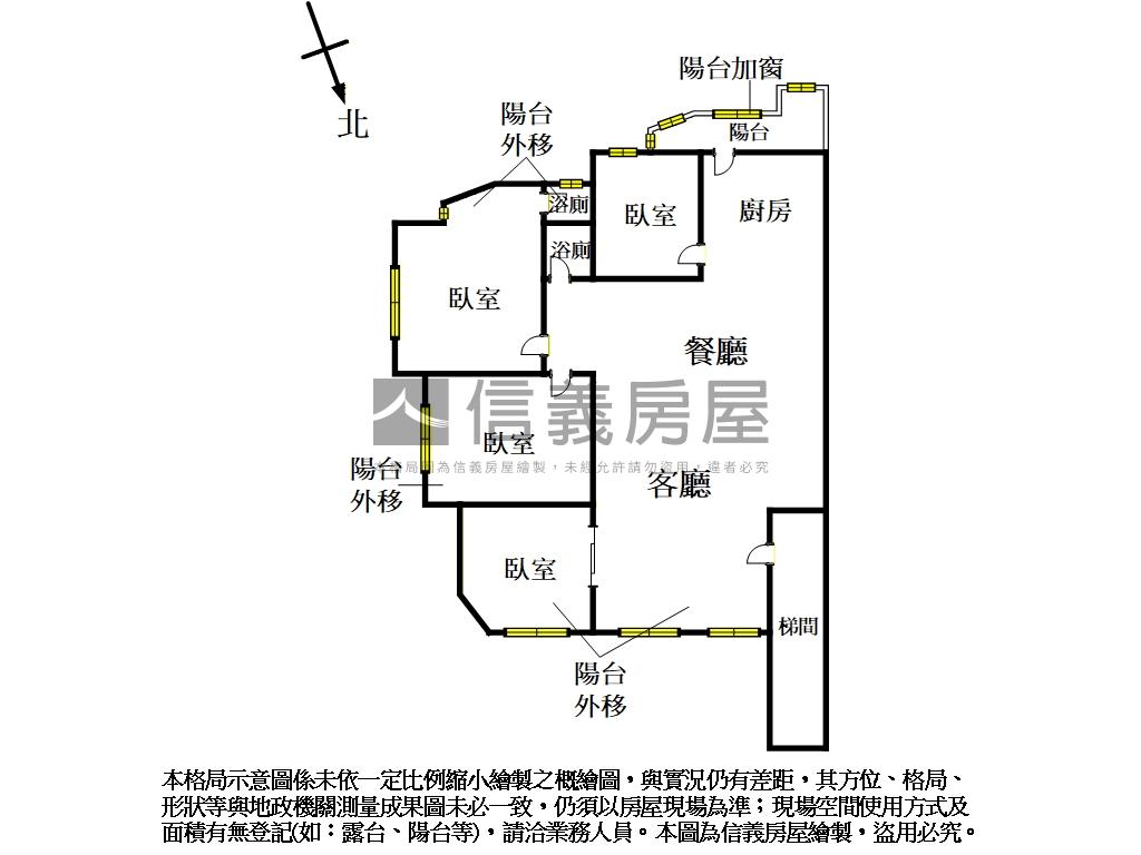 天母廣場邊間大三樓房屋室內格局與周邊環境