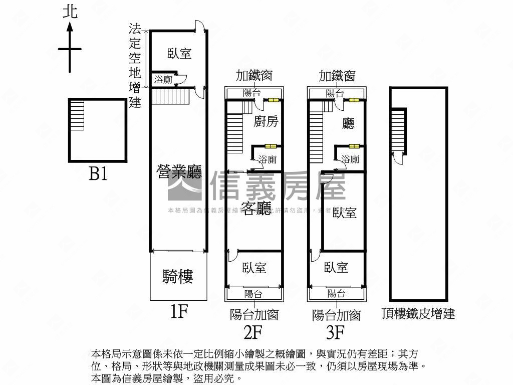 健行路朝南前後臨路透店房屋室內格局與周邊環境