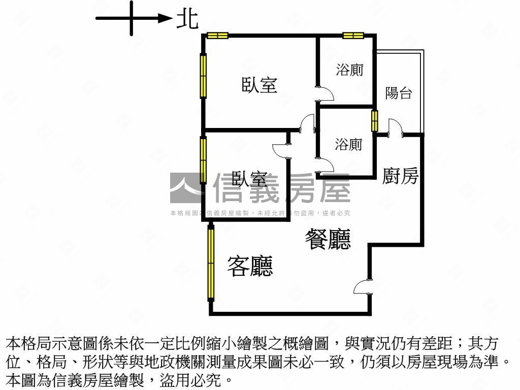 亞昕一沐次頂樓兩房兩衛房屋室內格局與周邊環境