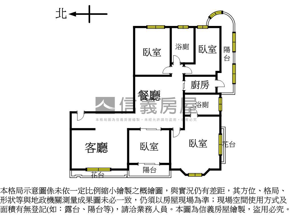 雙敦高樓遠景四房房屋室內格局與周邊環境