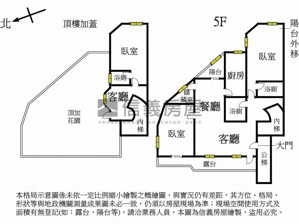 天母新光商圈邊間頂加公寓房屋室內格局與周邊環境