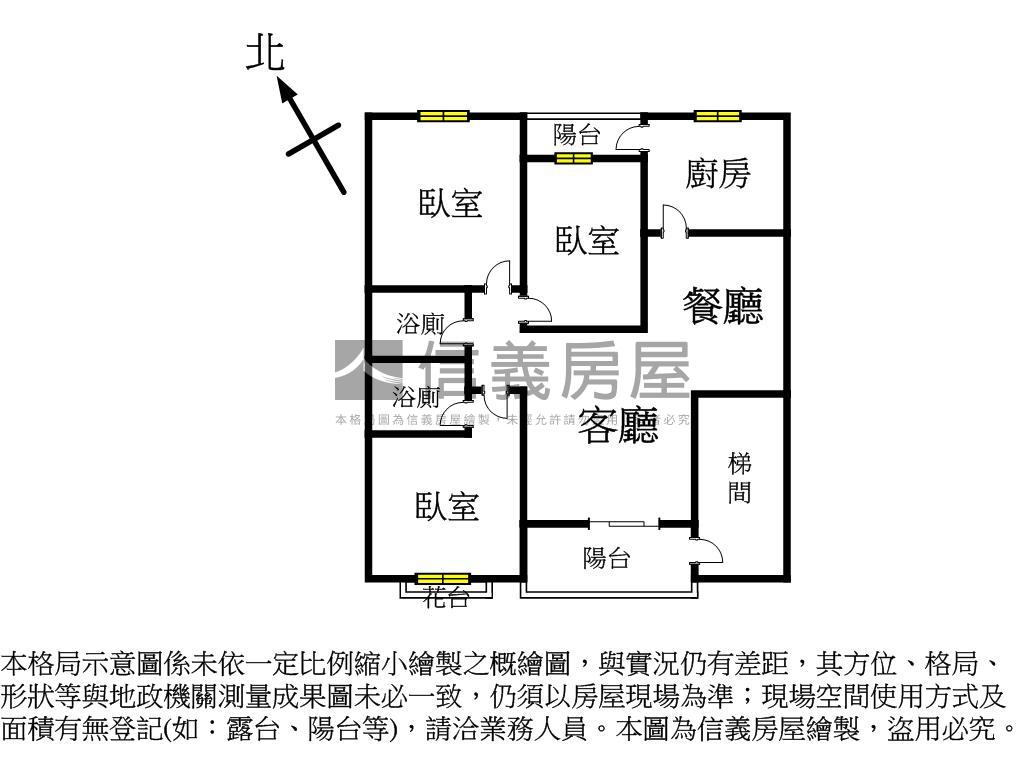 陽明商圈大空間三房三樓房屋室內格局與周邊環境