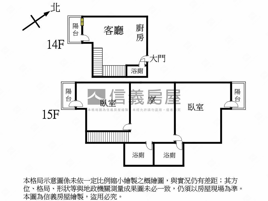南天王綠園道旁樓中樓兩房房屋室內格局與周邊環境