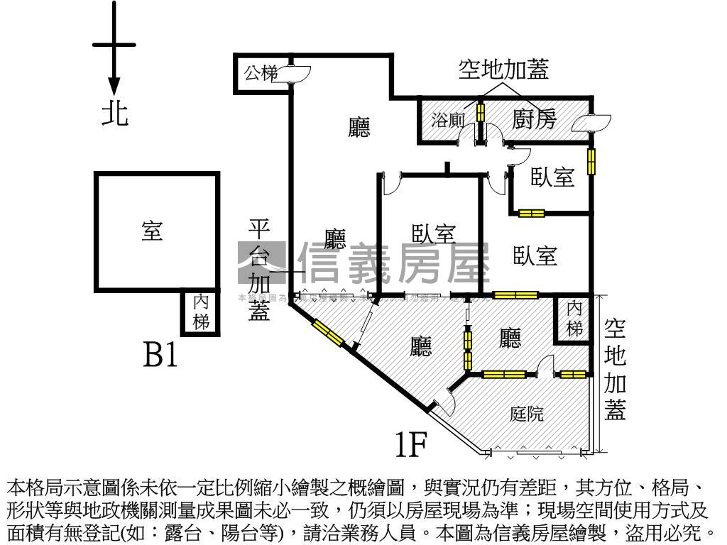 邊間一樓大庭院地下室房屋室內格局與周邊環境