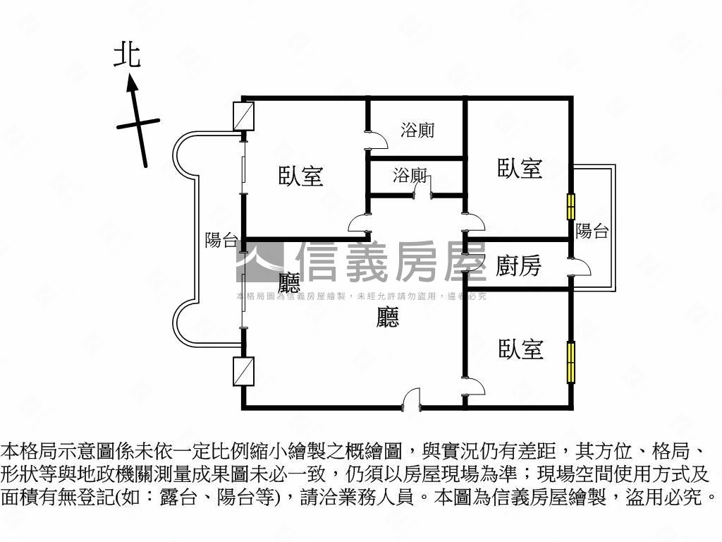 近河堤景觀美三房房屋室內格局與周邊環境