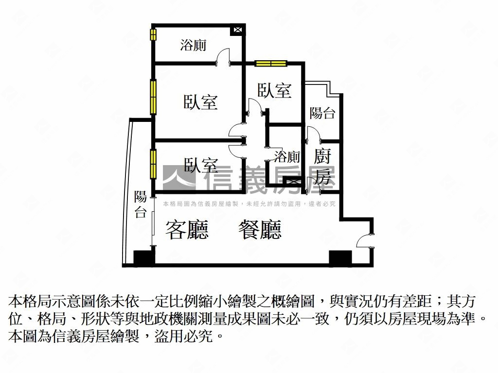 城德華福－Ａ１景觀三房房屋室內格局與周邊環境
