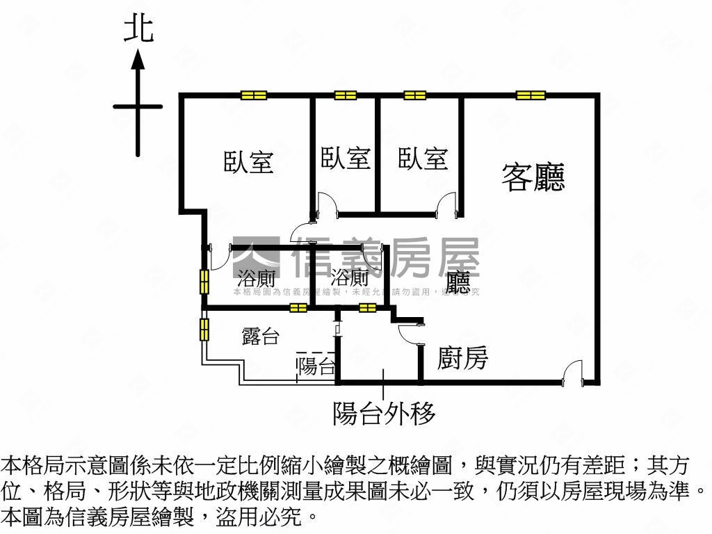 惠宇一清庭樹海三房房屋室內格局與周邊環境