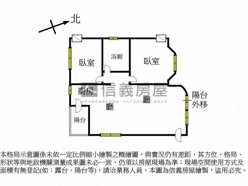 陽明學區經典邊間兩房房屋室內格局與周邊環境