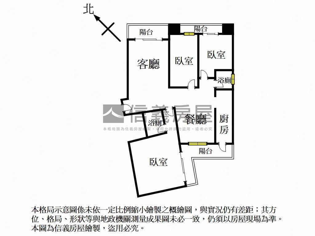 民權樹海景觀邊間高樓三房房屋室內格局與周邊環境