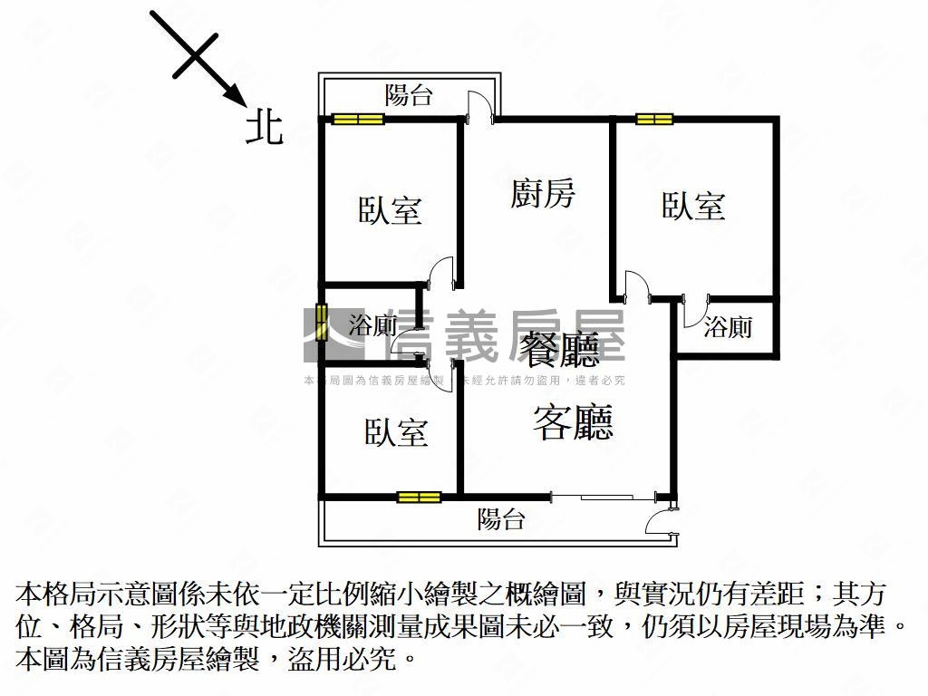 未來捷運黃線邊間美三房房屋室內格局與周邊環境