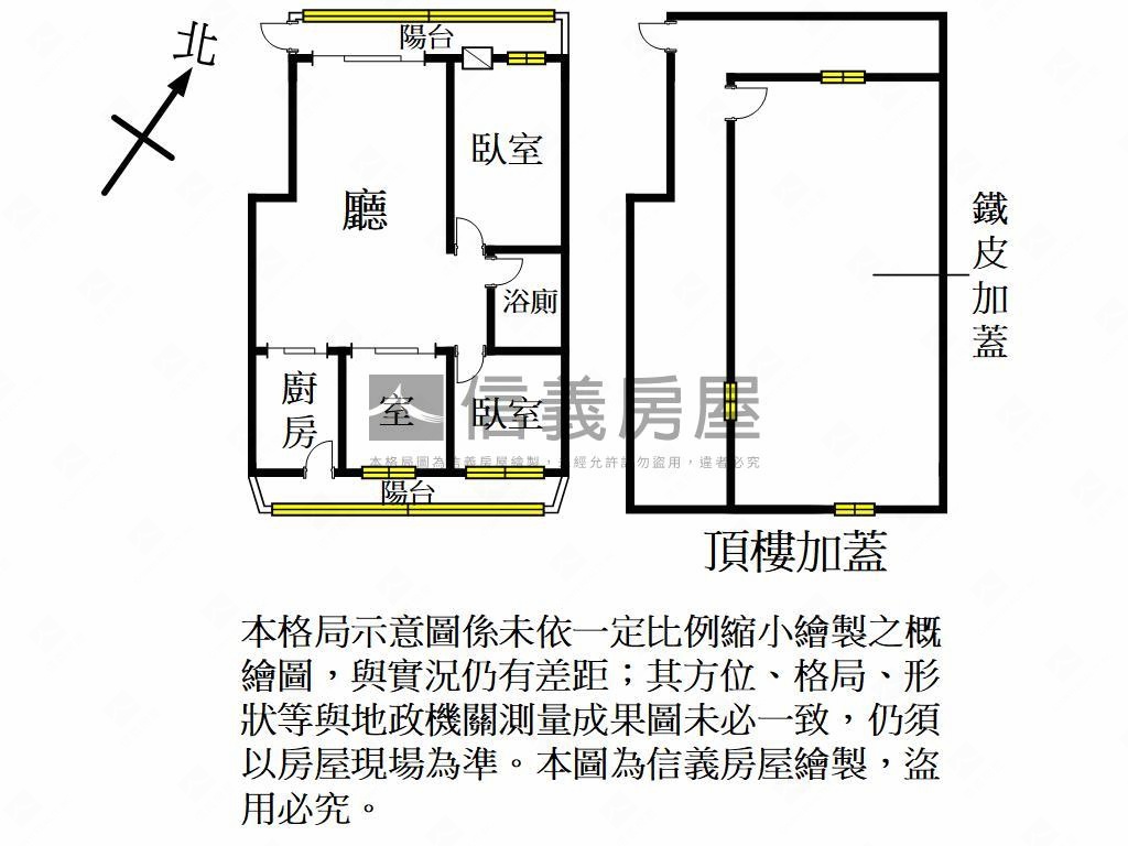 近振聲高中頂樓採光公寓房屋室內格局與周邊環境