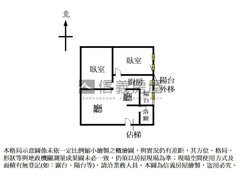 中山北路電梯方正２房房屋室內格局與周邊環境