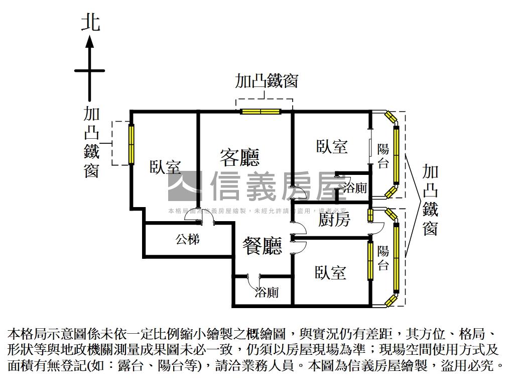 京采萬分電梯美三房房屋室內格局與周邊環境