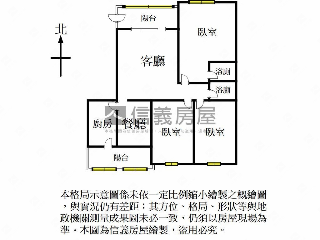 陽明公園前後陽台大三房房屋室內格局與周邊環境
