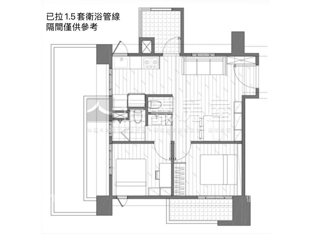 稀有兩房車頂樓露台戶房屋室內格局與周邊環境